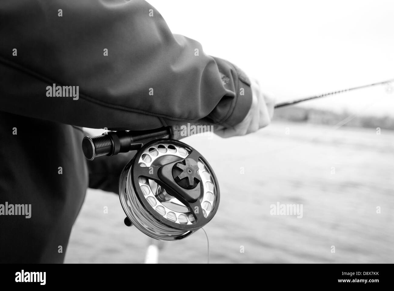 Fly fishing pole Black and White Stock Photos & Images - Alamy