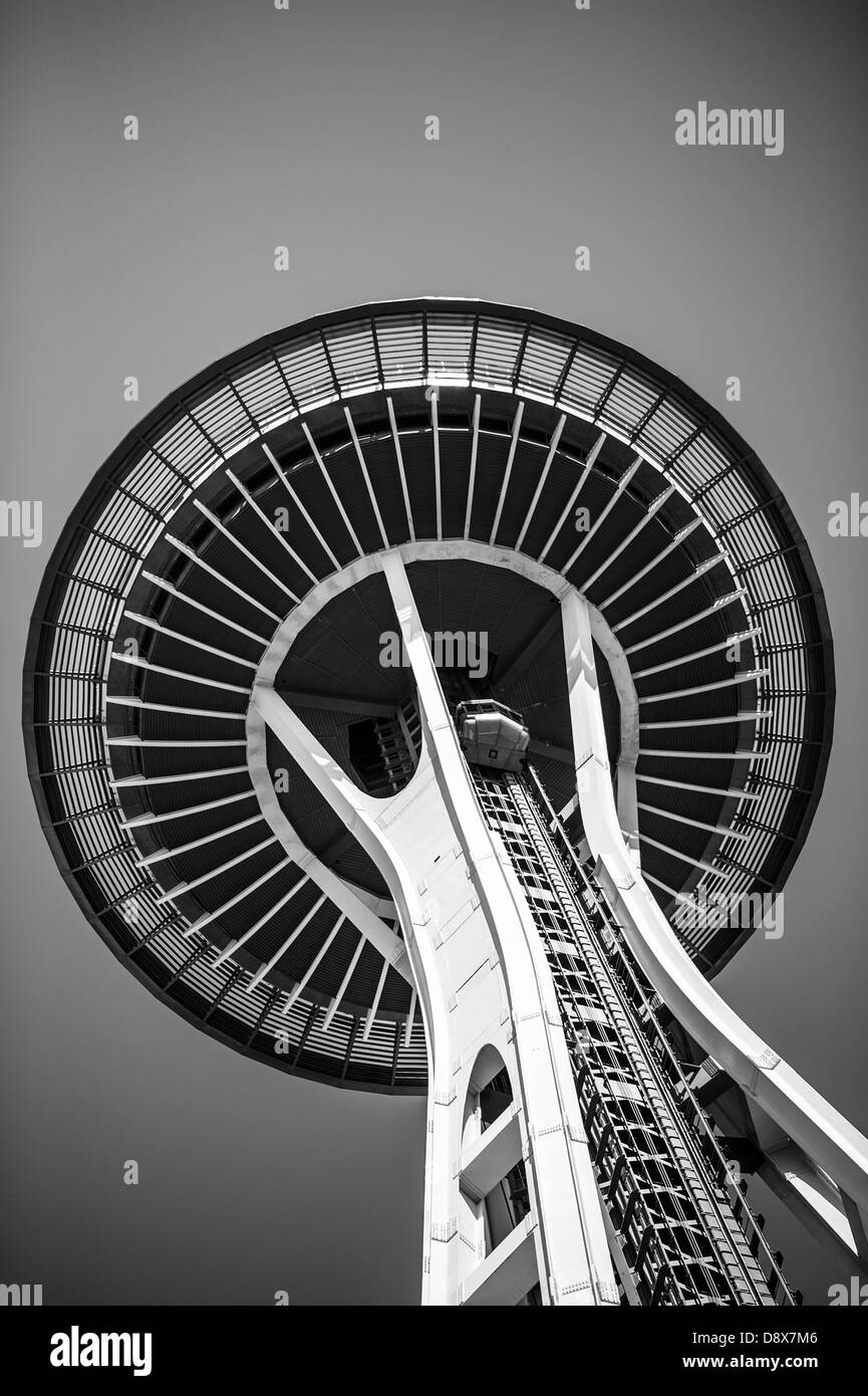 Black and White image or the Seattle Space Needle Stock Photo