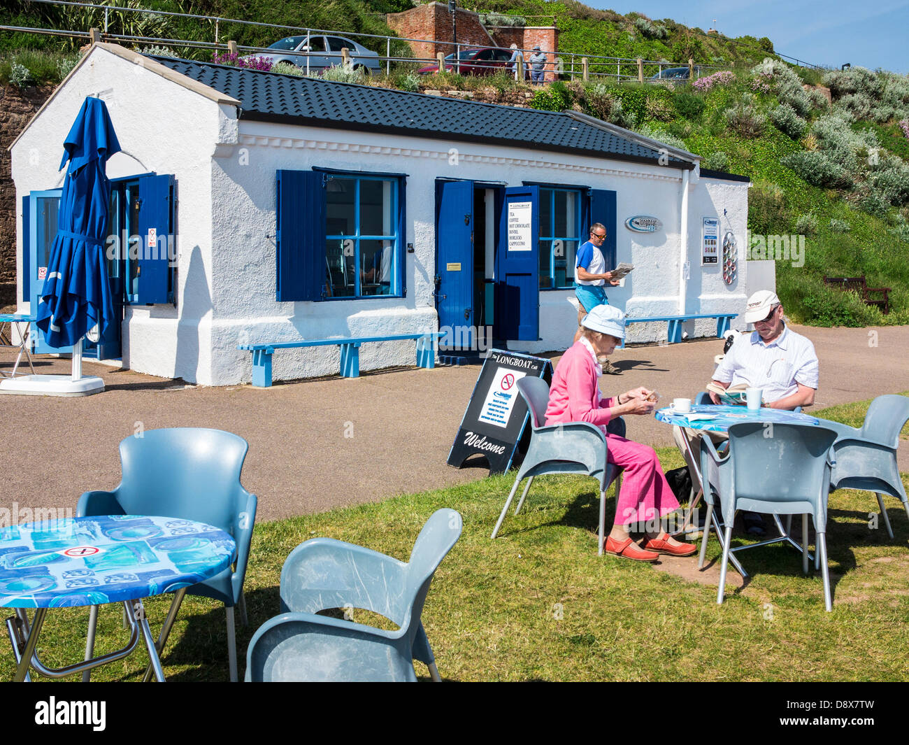 Budleigh Salterton, UK. 5th June, 2013. Budleigh Salterton's Longboat Cafe subject of a planning dispute. Professor Mark Horton, BBC TV Coast presenter, is ‘shocked’ Budleigh Salterton’s Longboat cafe is to be demolished. He said the Admiralty longboat house is the last in Britain. Credit:  Lightworks Media/Alamy Live News Stock Photo