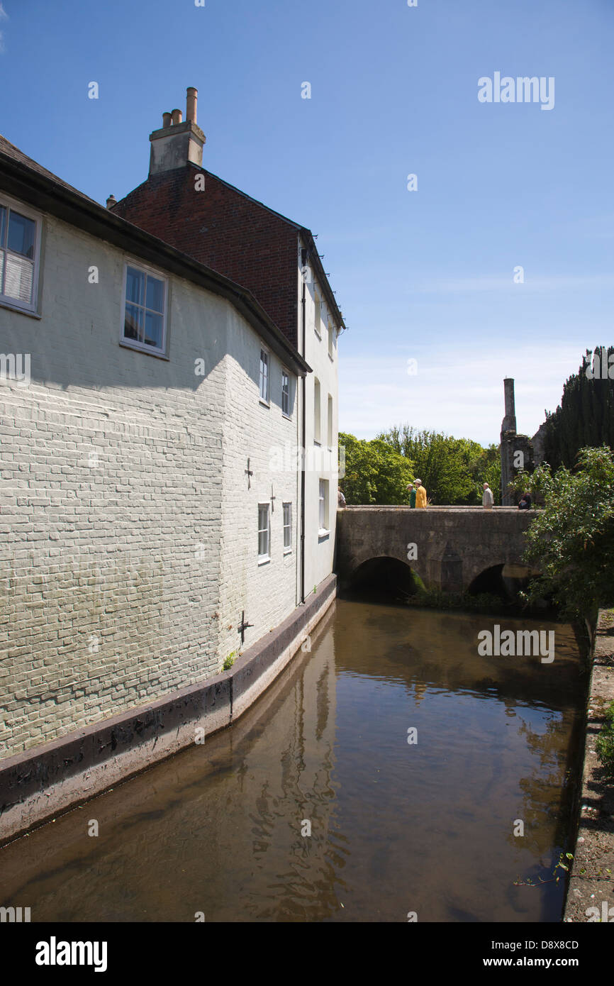 Riverside properties alongside the edge of the River Avon, on Bridge