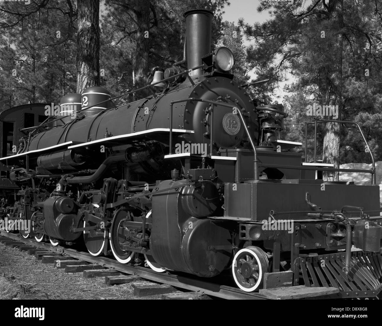 Baldwin Number 12 steam locomotive. The engine was built in 1929 and served in the logging industry in northern Arizona Stock Photo