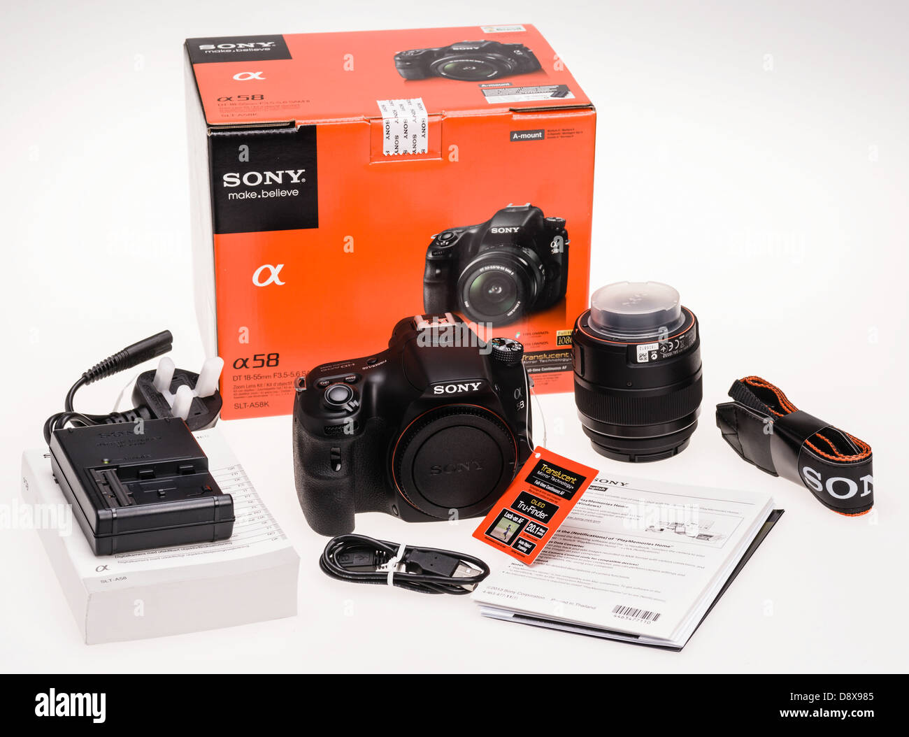 Sony Alpha 58 digital system camera - retail box package Stock Photo - Alamy