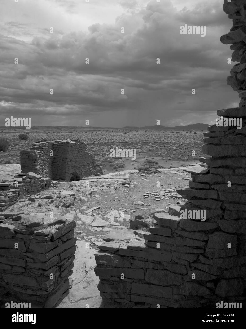 The Wukoki ruin at Wupatki National Monument in northern Arizona on a stormy summer day. Stock Photo