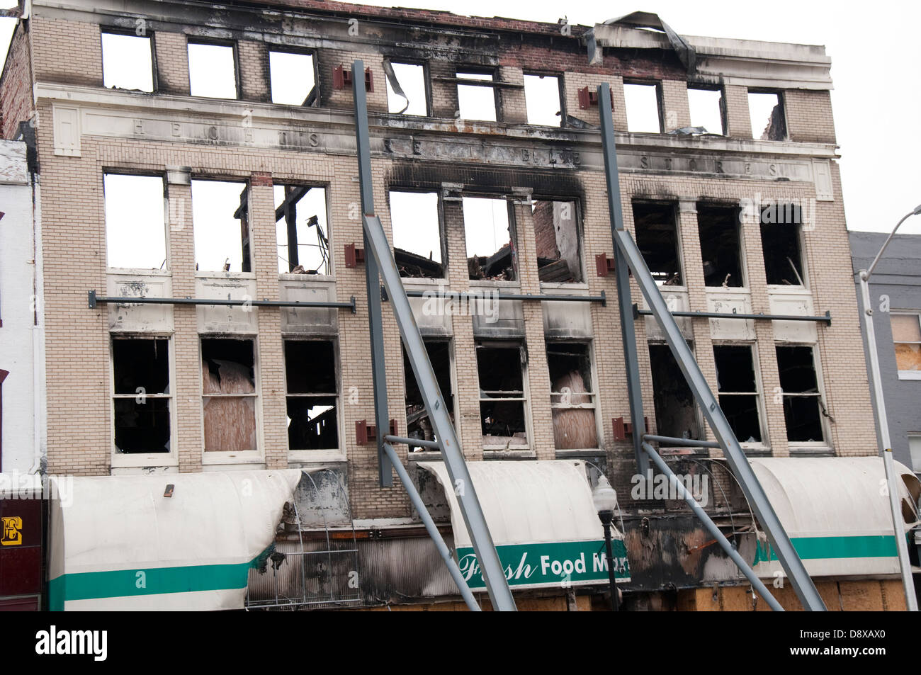 The shell of a burnt out building in Baltimore, Maryland USA Stock ...