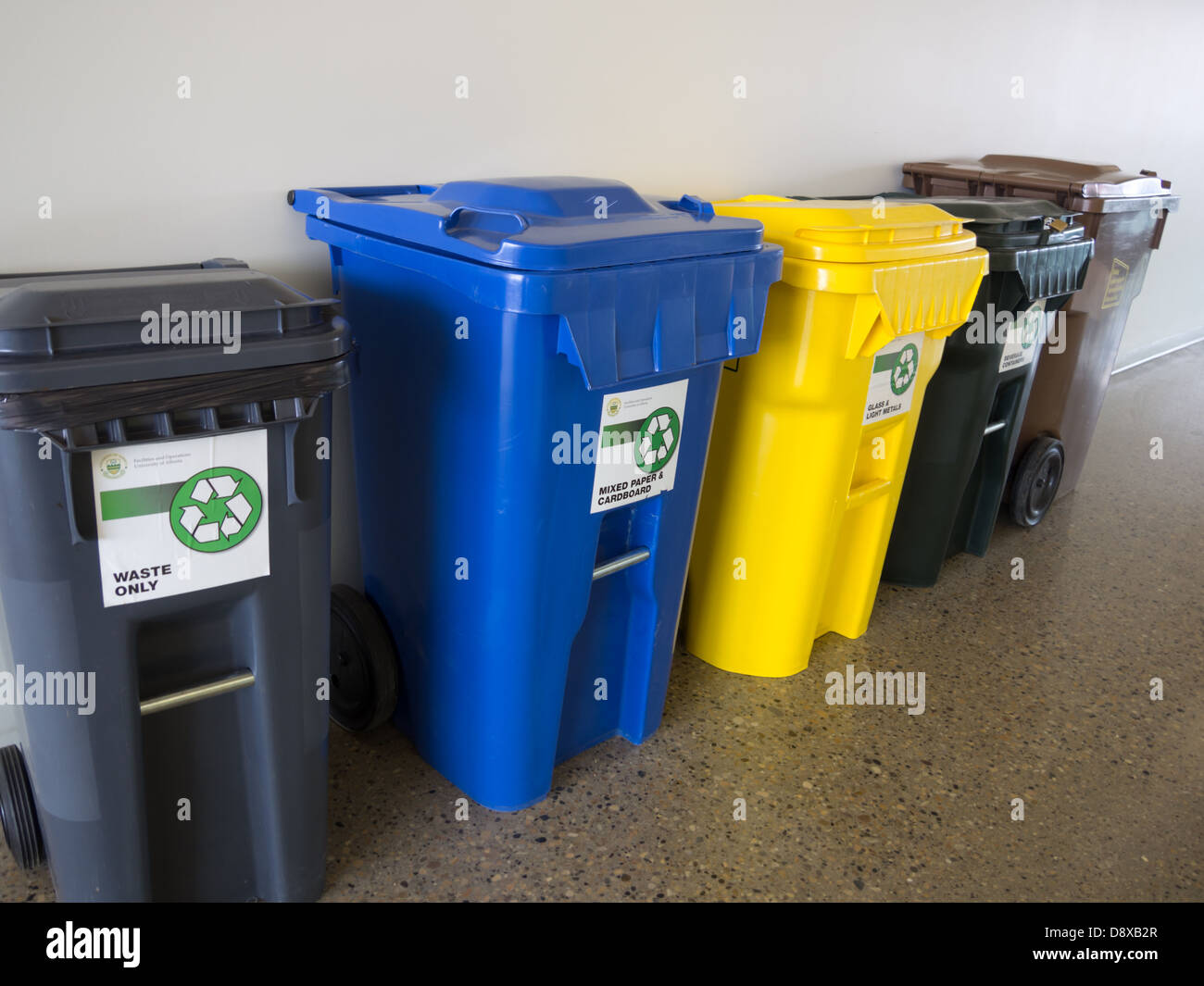 sorted trash bins Stock Photo