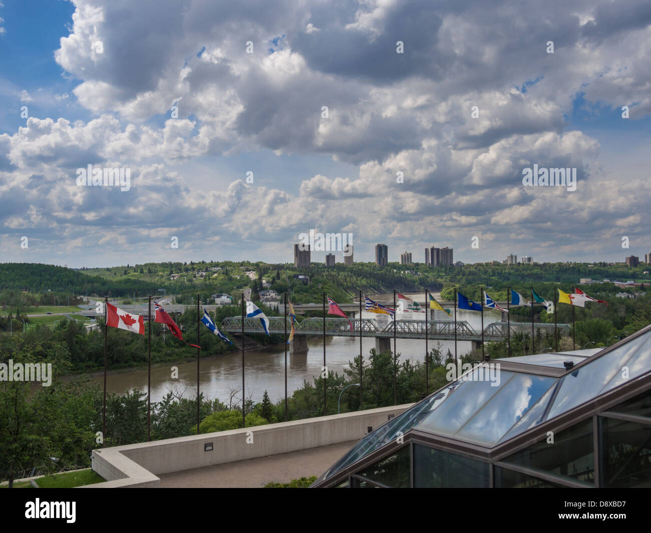 Canadian flags at Shaw conference centre in Edmonton Stock Photo Alamy