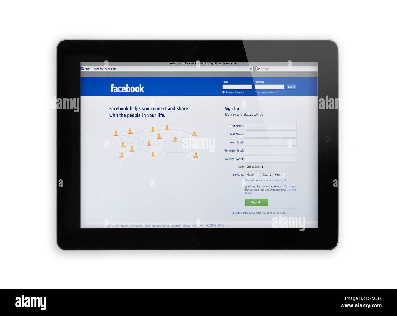 Facebook Login Page Website On Ipad Stock Photo Alamy