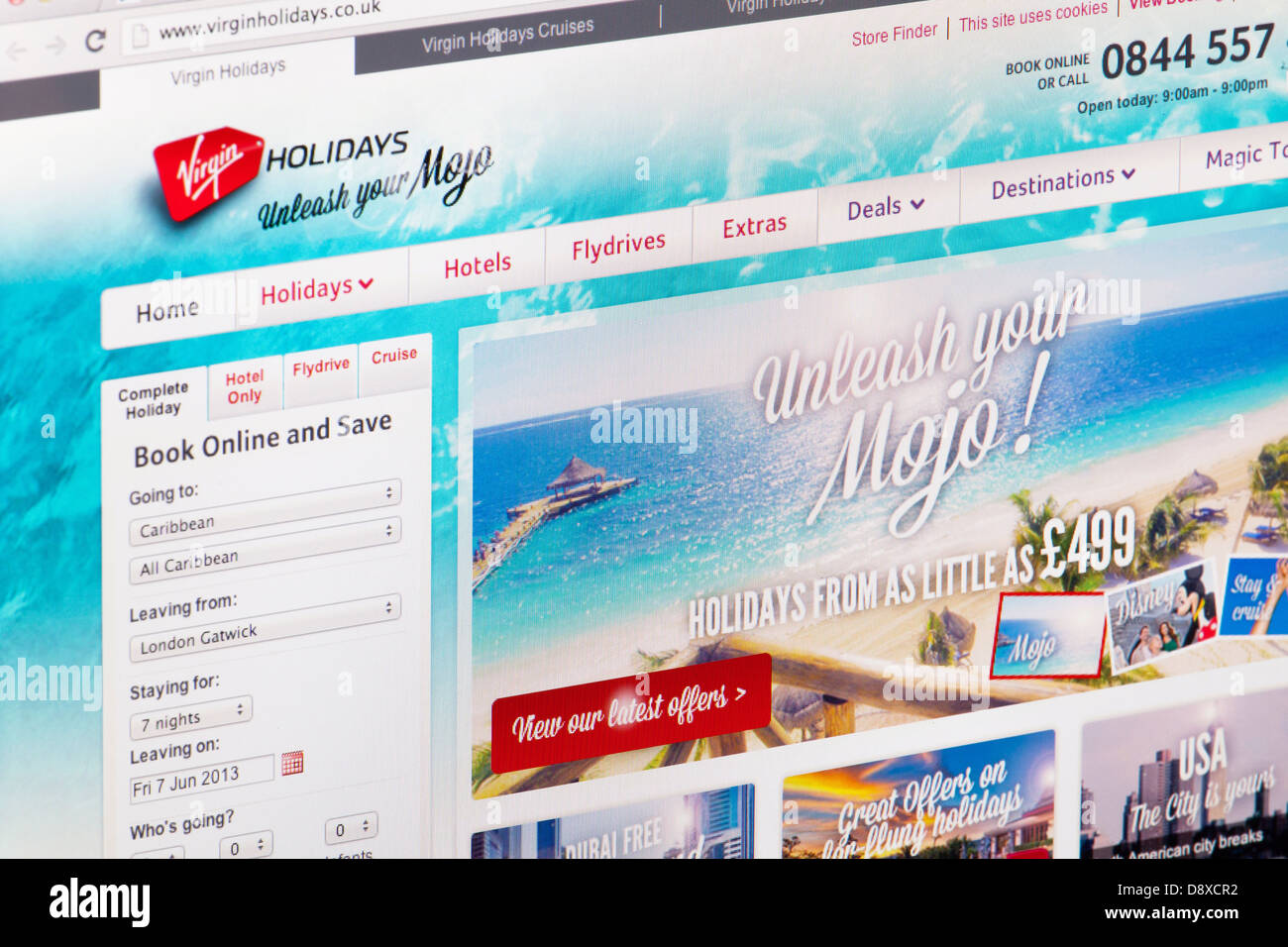 Virgin Holidays Website or web page on a laptop screen or computer monitor Stock Photo
