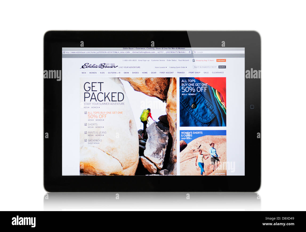 Eddie Bauer clothing store on iPad screen Stock Photo - Alamy