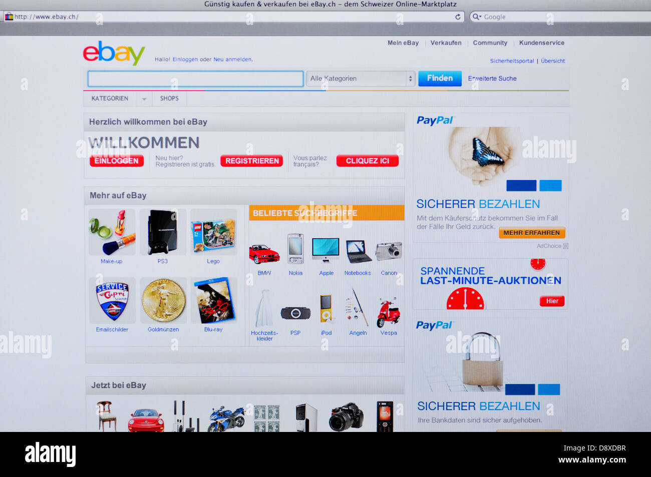 Switzerland eBay online shopping website Stock Photo - Alamy