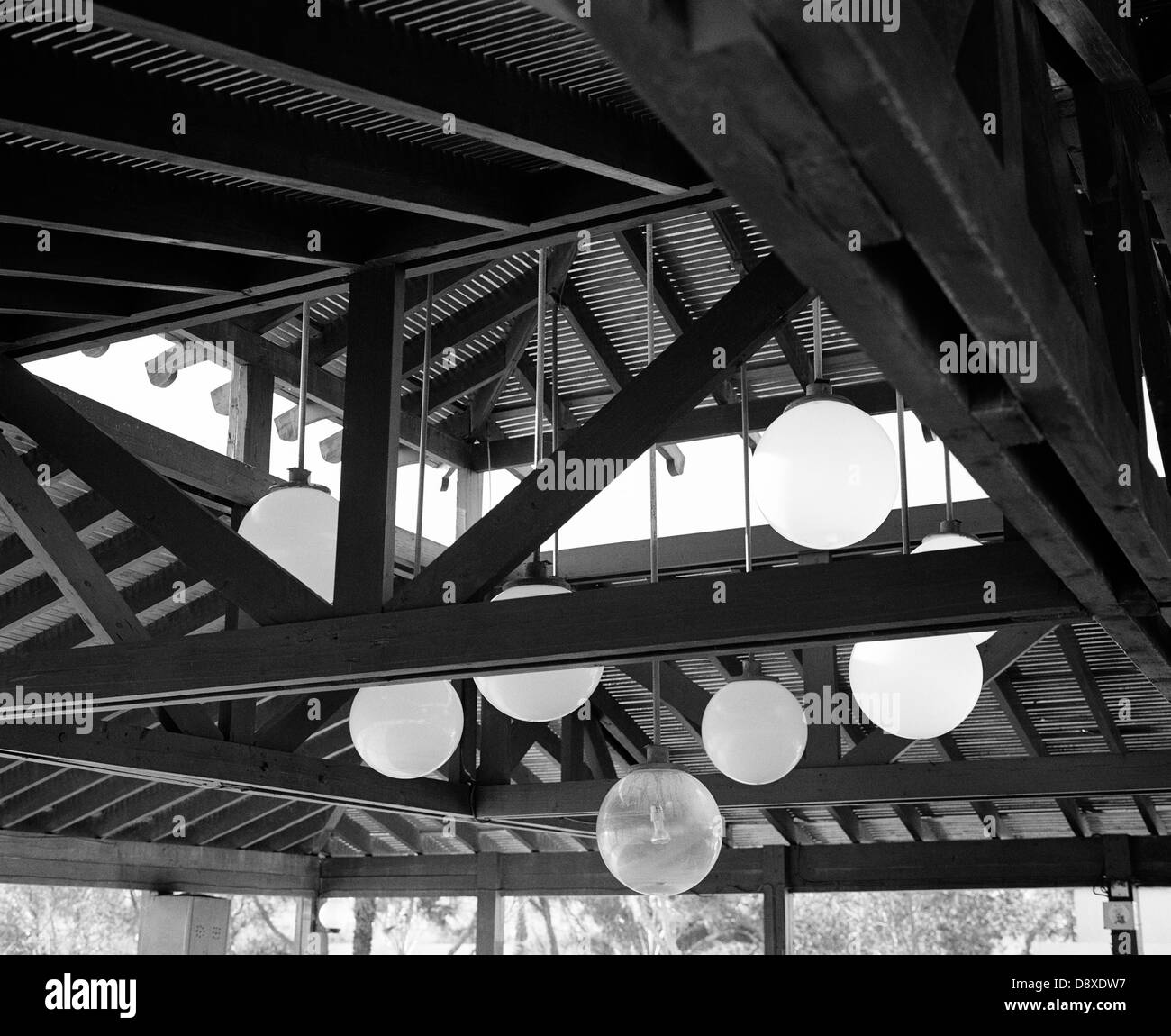 Hanging lights (B&W Stock Photo Alamy
