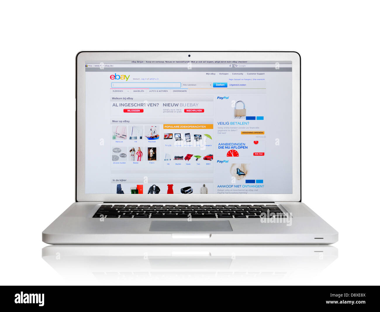 Belgium eBay online shopping website on laptop screen Stock Photo