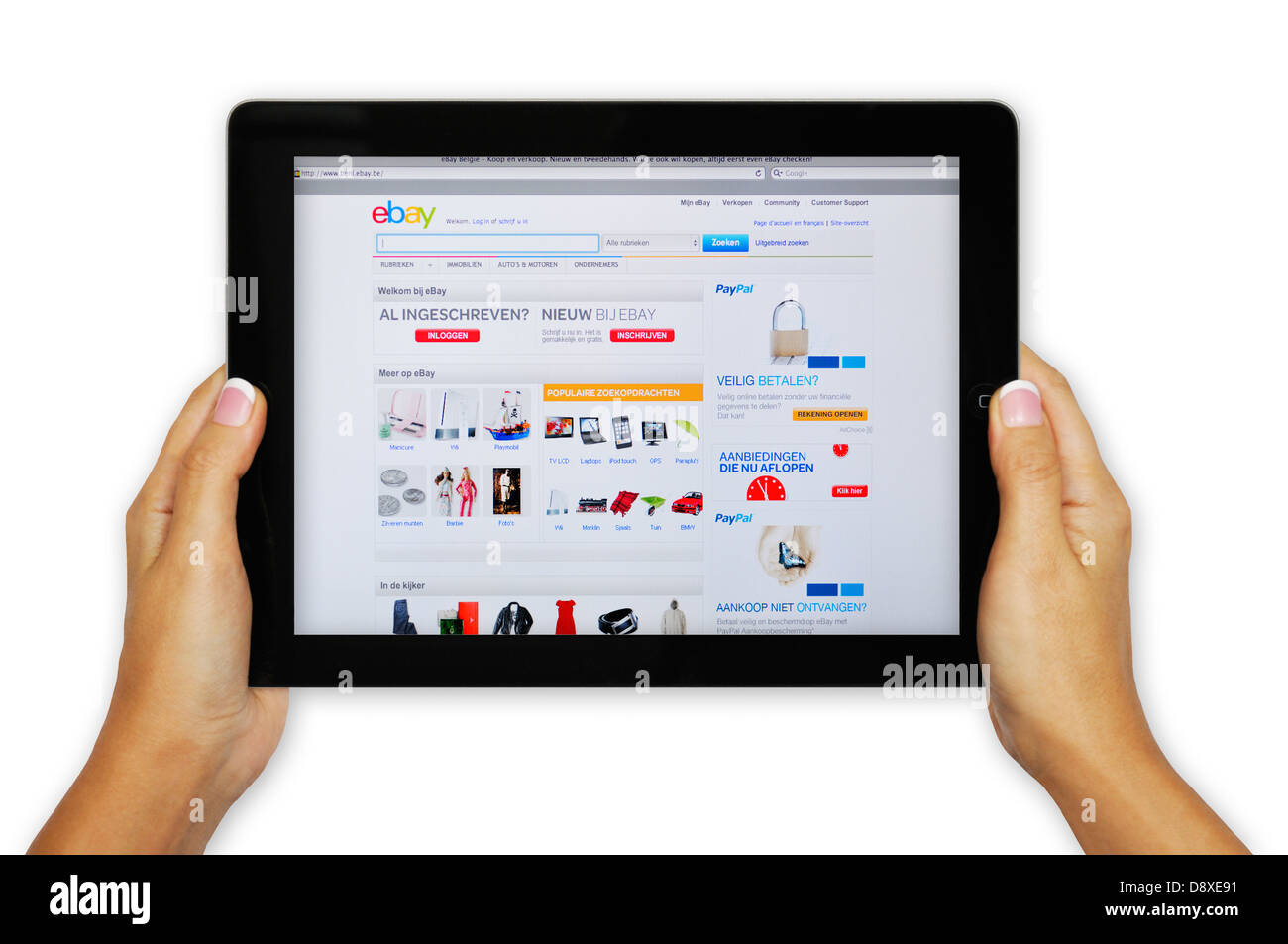 Belgium eBay online shopping website on iPad screen Stock Photo