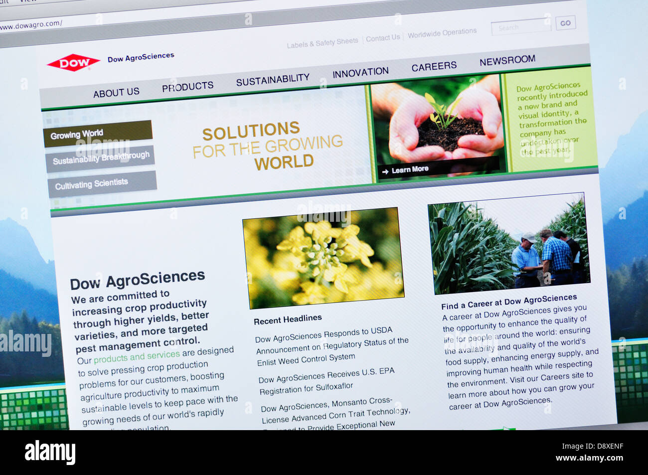 Dow AgroSciences biotechnology products website Stock Photo