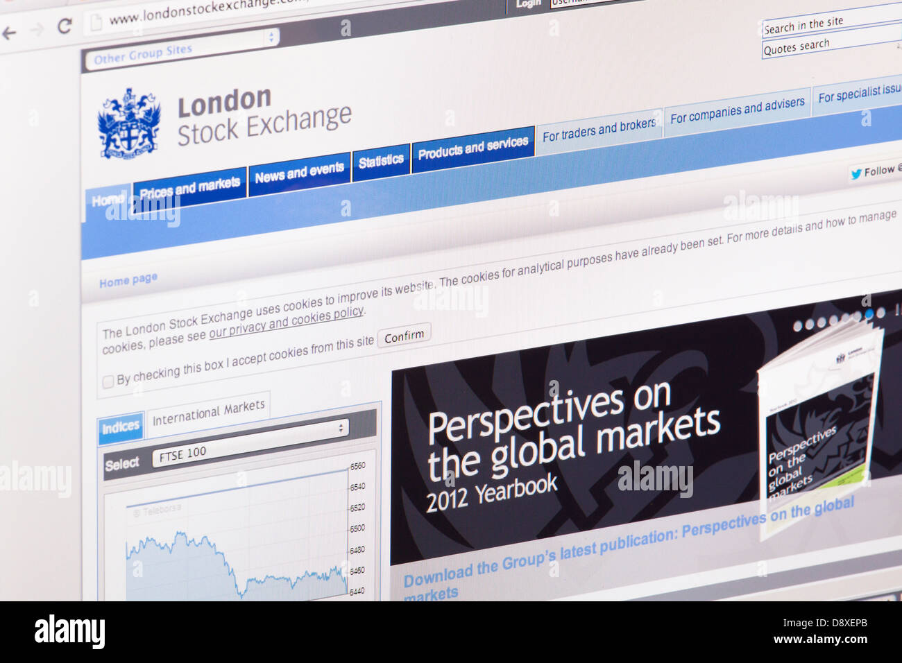 LSE London Stock Exchange Website or web page on a laptop screen or computer monitor Stock Photo