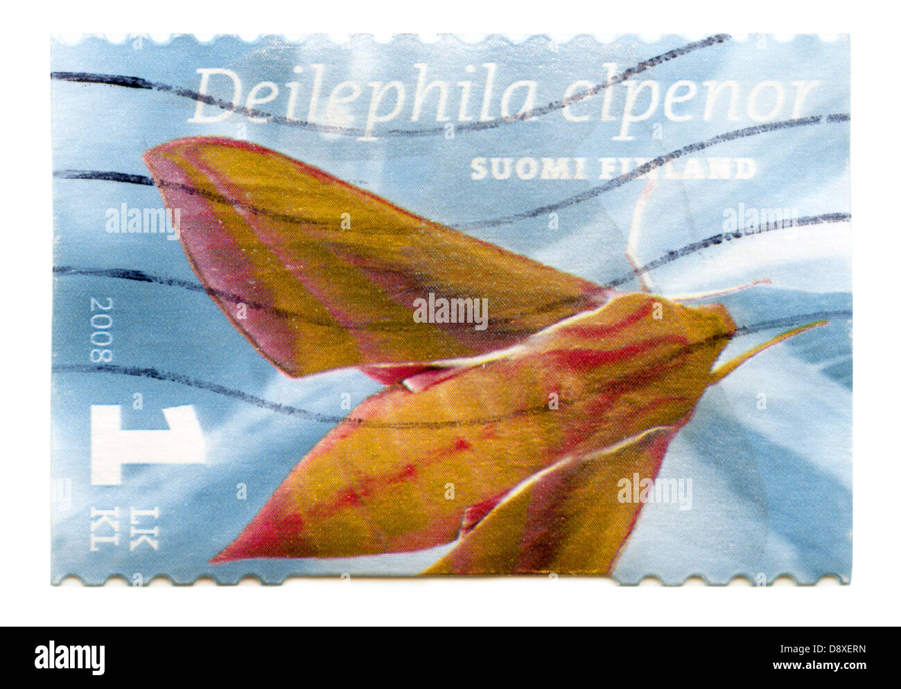 Finland postage stamp depicting Elephant Hawk-moth (deilephila elpenor) Stock Photo