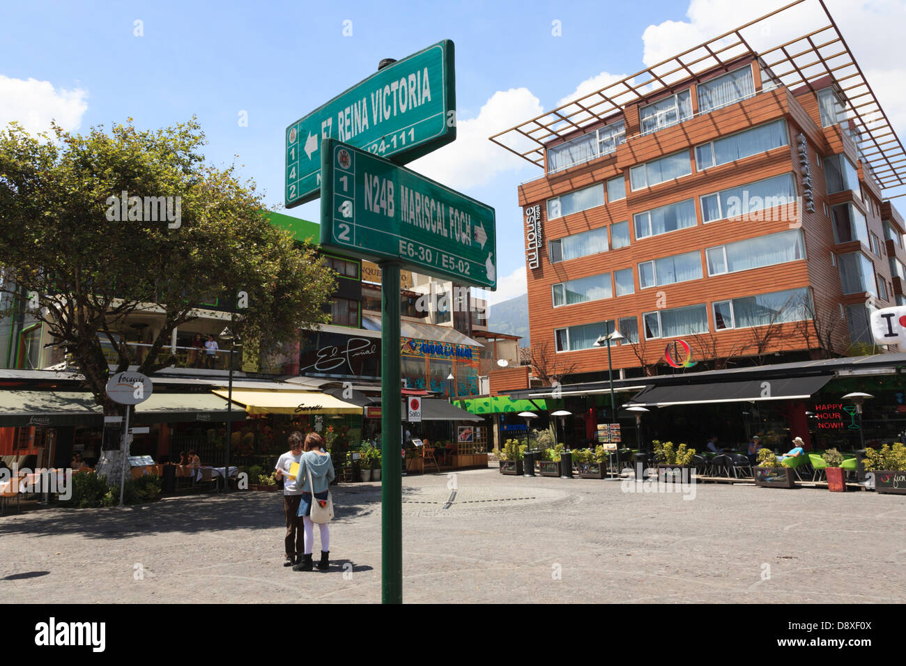 Plaza Foch, Eating and Drinking, Quito, New City, Ecuador Stock Photo