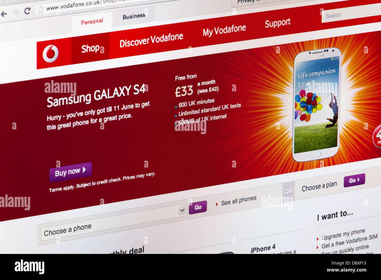 Vodafone Mobile phone network Website or web page on a laptop screen or  computer monitor Stock Photo - Alamy