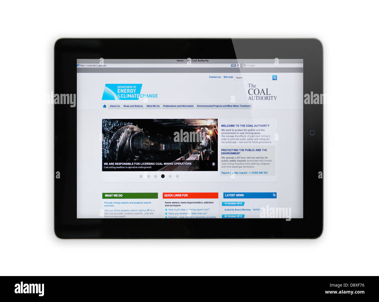 Department of Energy and Climate Change (DECC) website on iPad Stock Photo