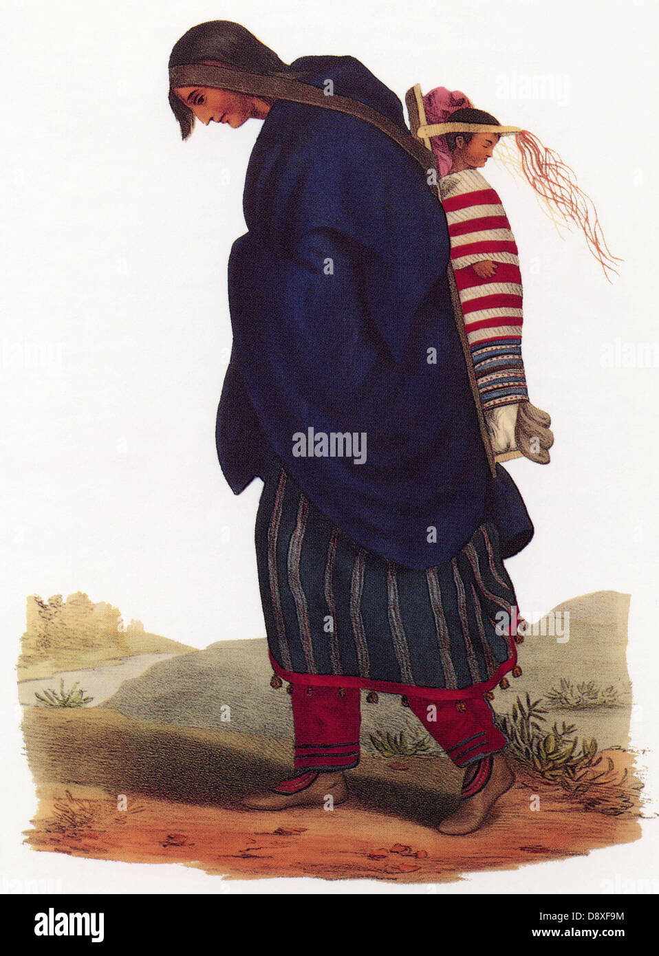 Chippeway Squaw and Child, 1838 Stock Photo