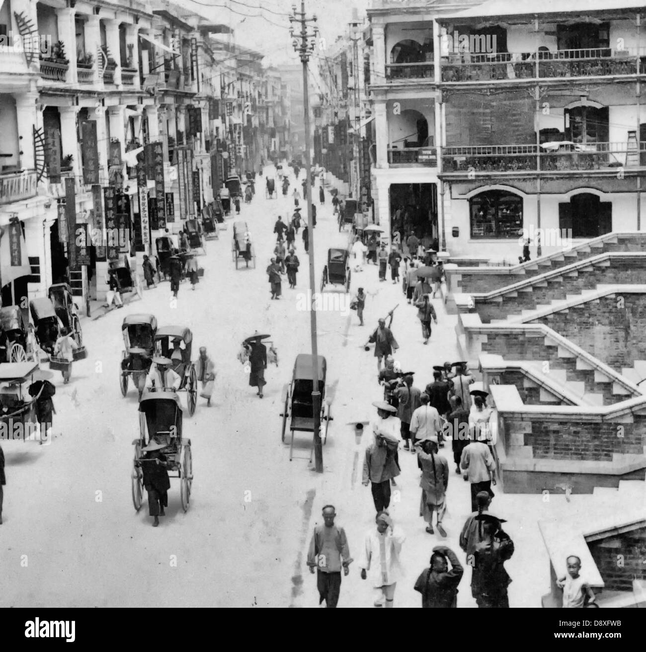 Queen Street, Hong Kong, China, circa 1896 Stock Photo