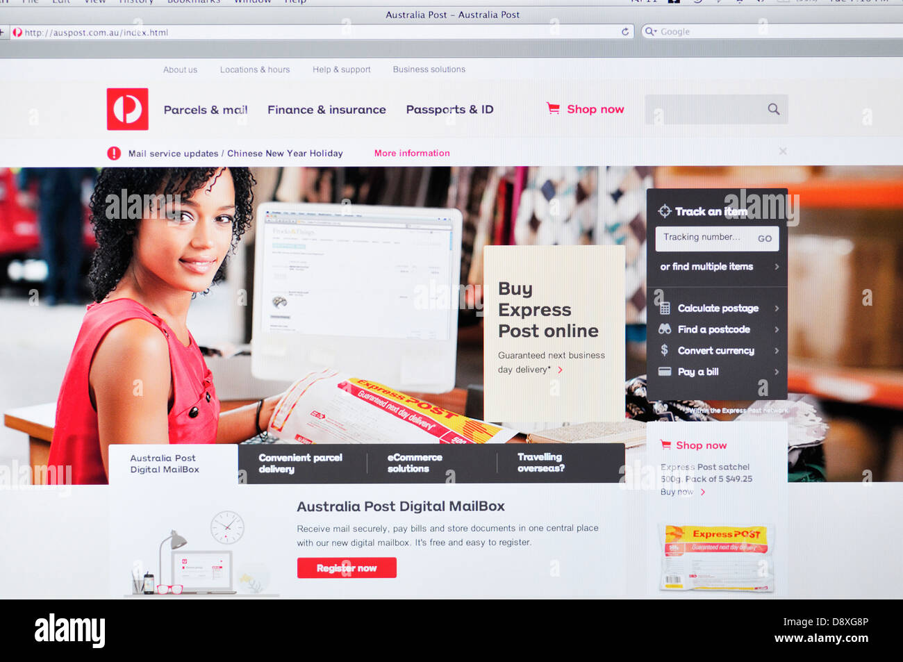 Australia Post website online postal service Stock Photo Alamy