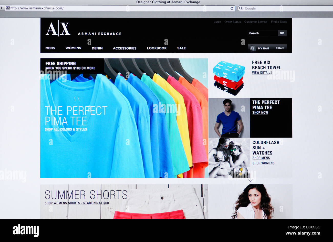 Armani Exchange apparel online store website Stock Photo