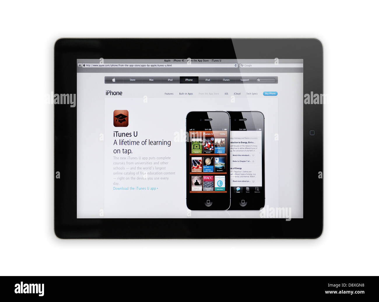 Apple website on iPad - iTunes Stock Photo