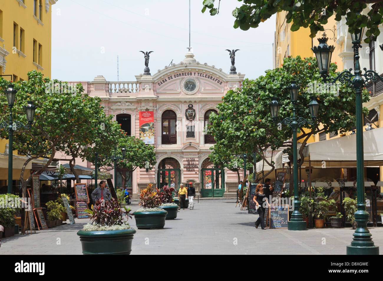 Jr. Callao street , Central Post Office Building, Lima, Peru Stock