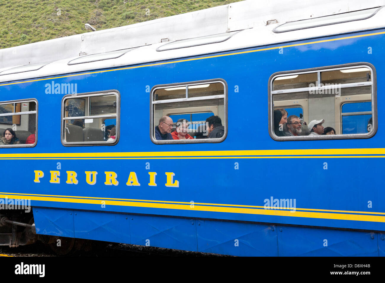 Ollantaytambo, Train Station, PeruRail, Train to Machu Picchu, Peru Stock Photo