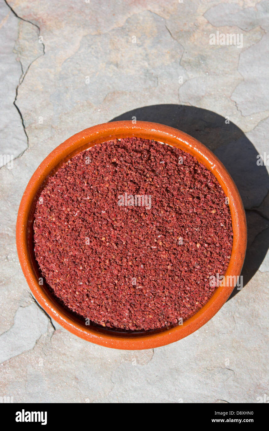 Ground sumac, a sweet and sour spice commonly used in Turkish and MiddleEastern cooking Stock