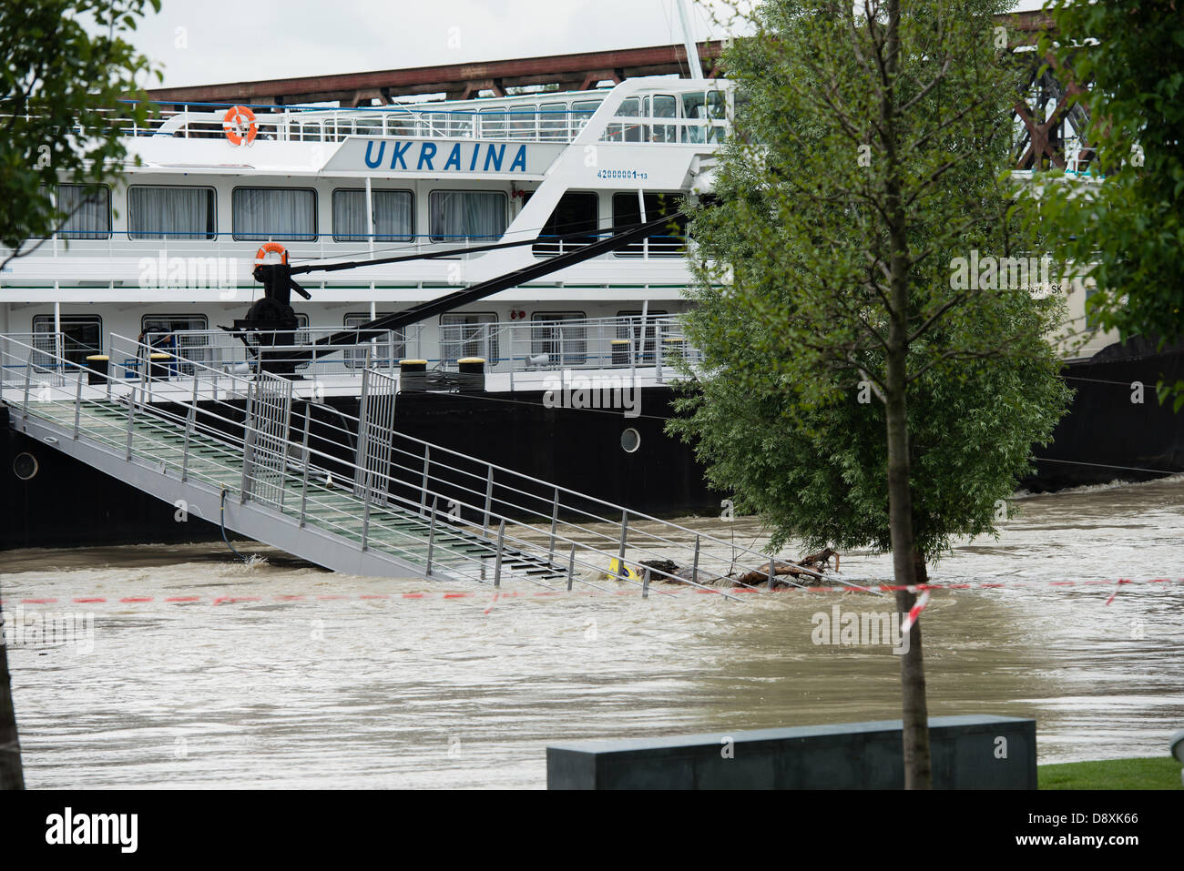 Bratislava, Slovakia. 5th June 2013. Rising water level of  Danube river on June 5, 2013 in Bratislava Credit:  Lubos Paukeje/Alamy Live News Stock Photo