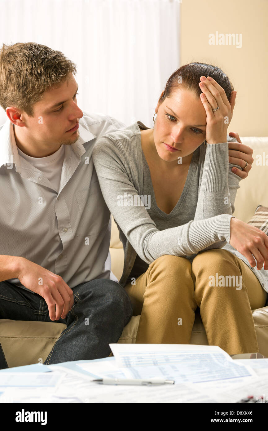 Young worried couple has problems with their budget Stock Photo
