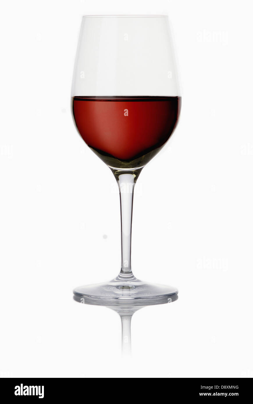 Stemmed glass of red wine Stock Photo