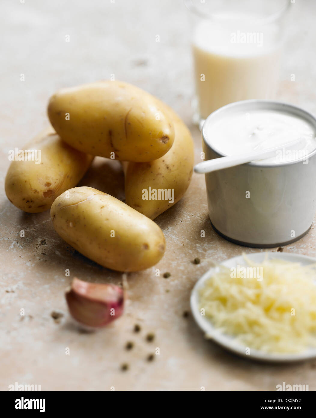Ingredients For Gratin Dauphinois Stock Photo Alamy