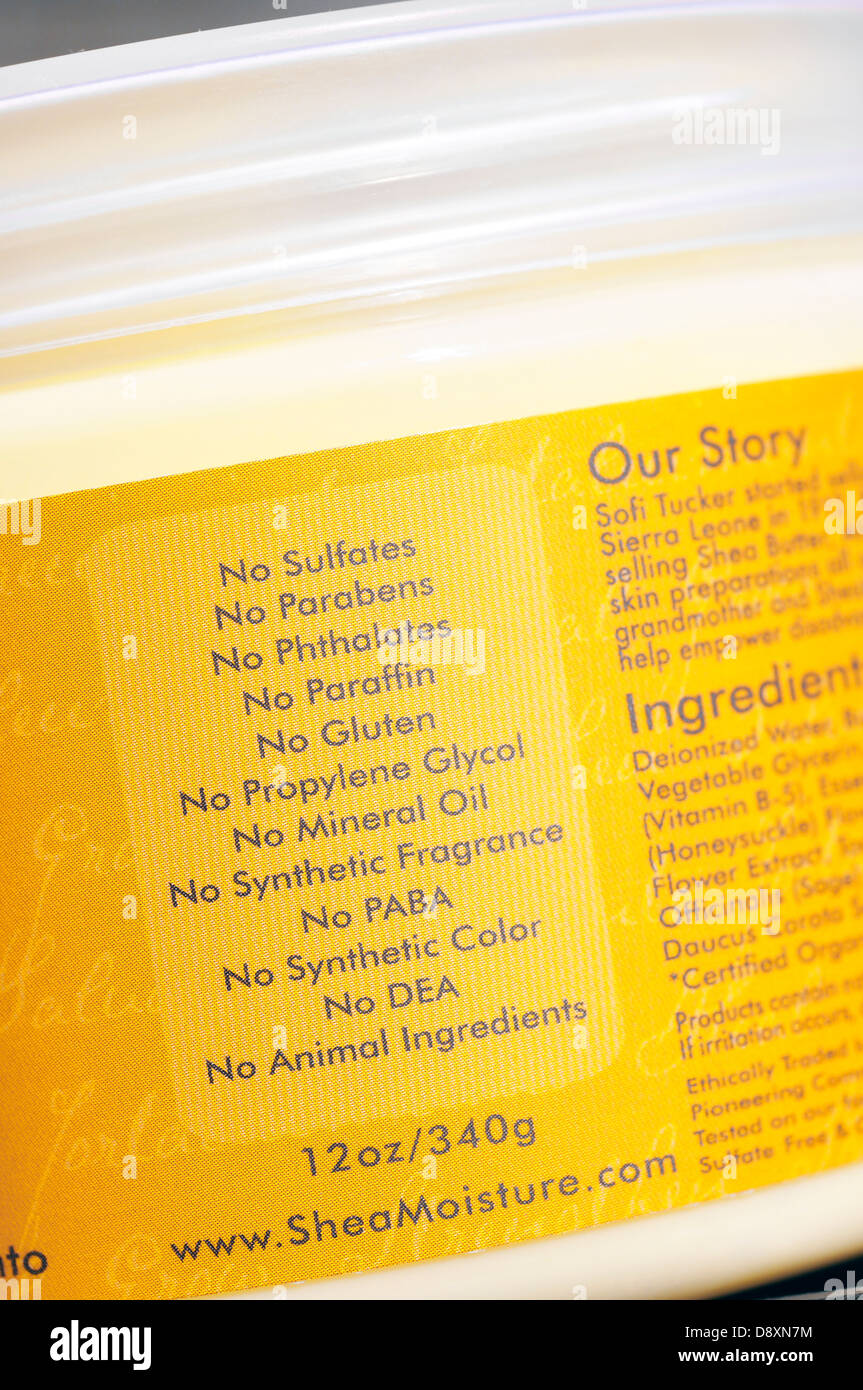 Lotion container health info no sulfates, parabens, phthalates