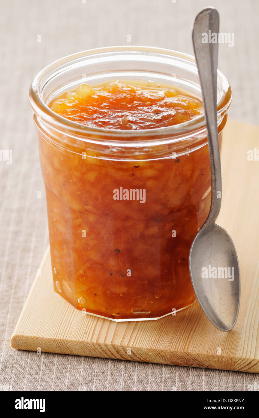Vanillaflavored pear jam Stock Photo Alamy