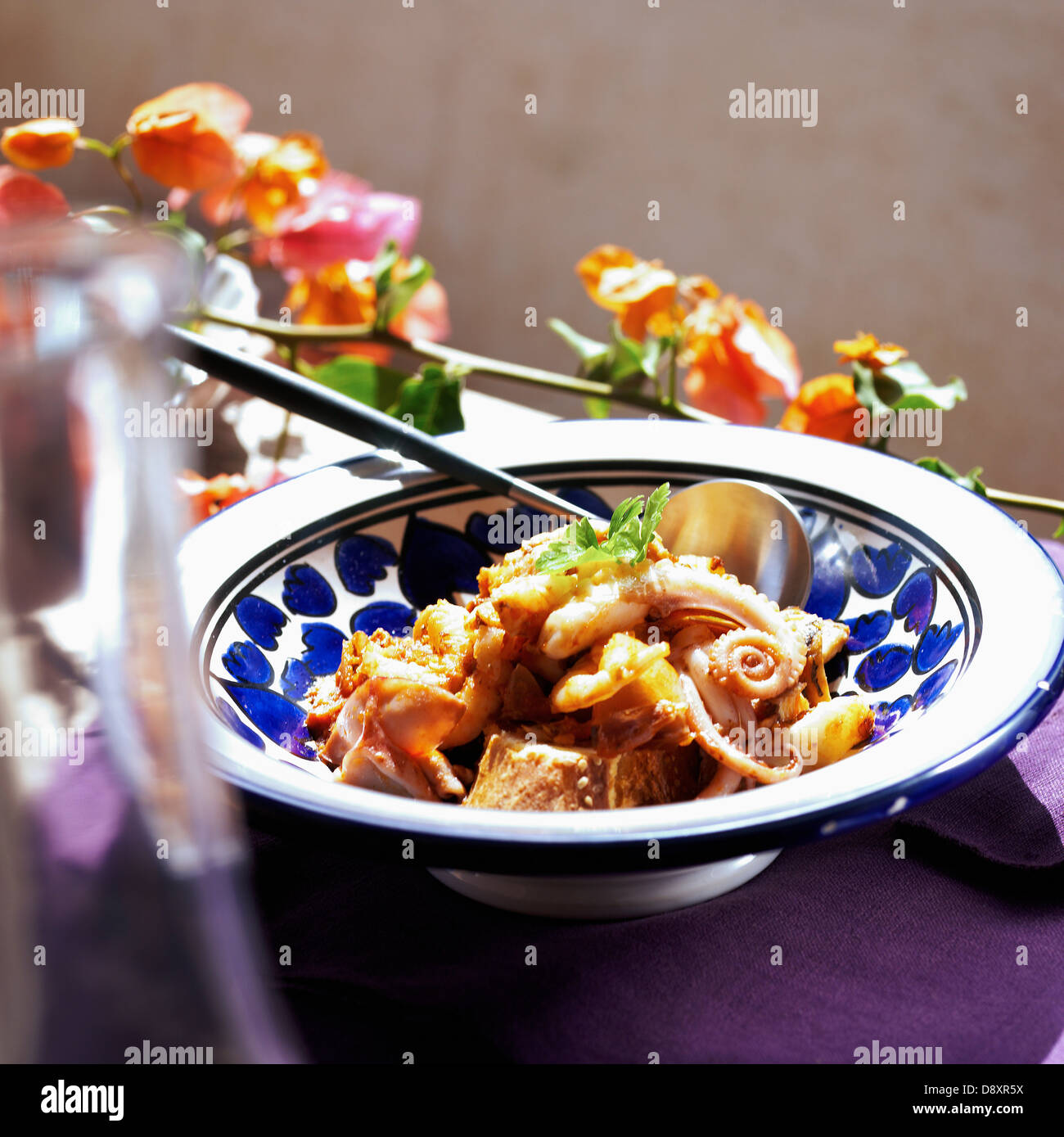Octopus a la plancha on toast Stock Photo - Alamy