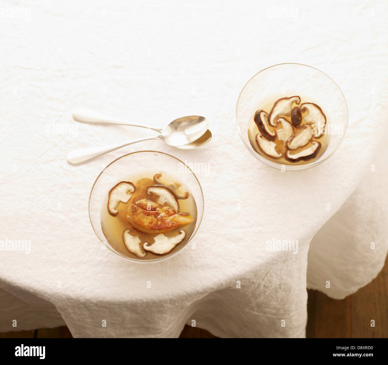 Misostyle panfried foie gras and shiitake broth Stock Photo Alamy