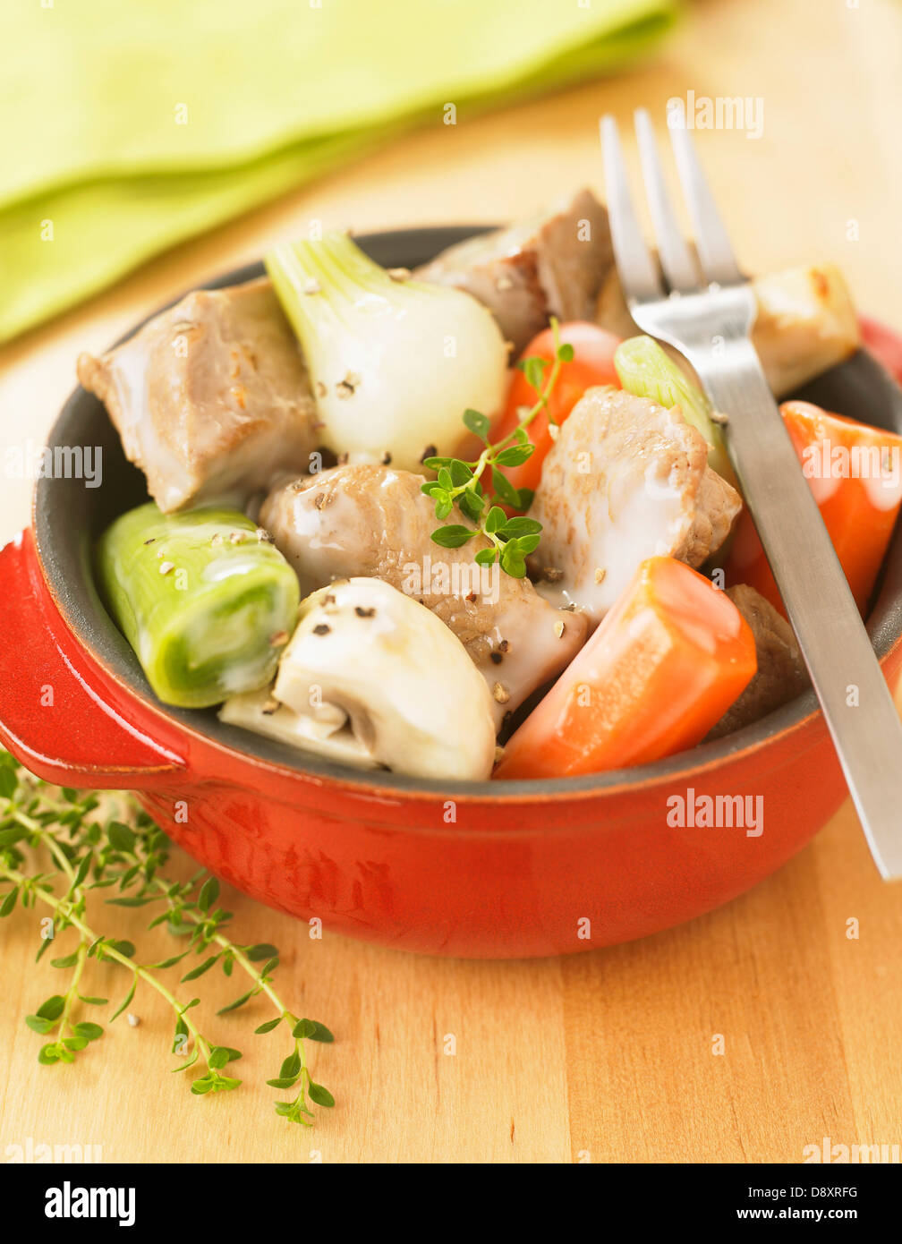 Veal blanquette in a casserole dish Stock Photo Alamy