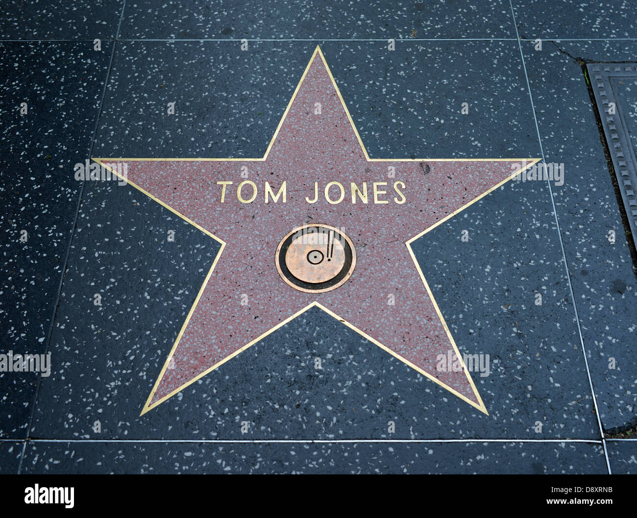 Terrazzo star for artist Tom Jones, category Music, Drumming of Fame, Hollywood boulevard, Hollywood, Los Angeles, California, t Stock Photo