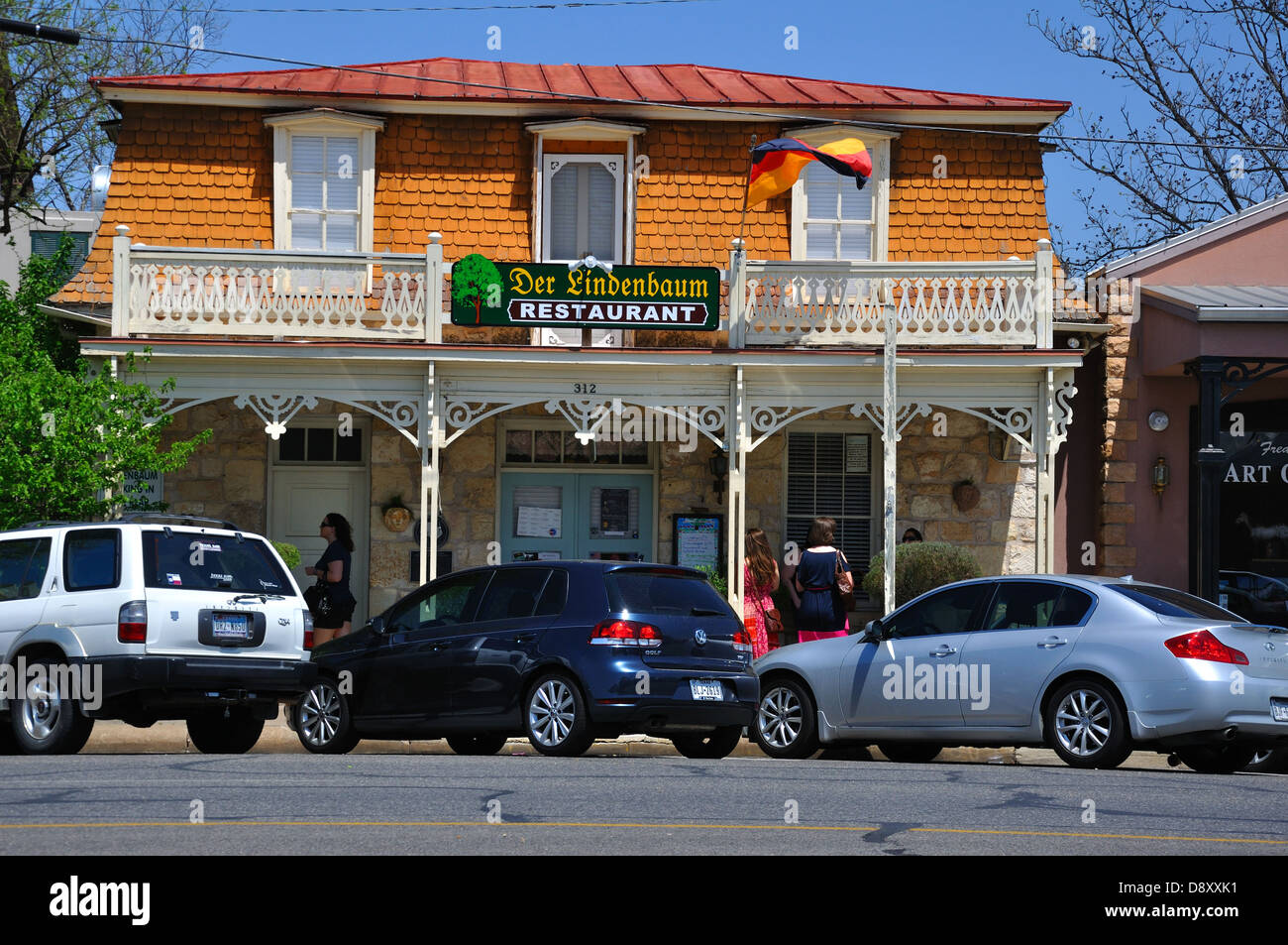 Der Lindenbaum German restaurant in Fredericksburg, Texas, USA Stock
