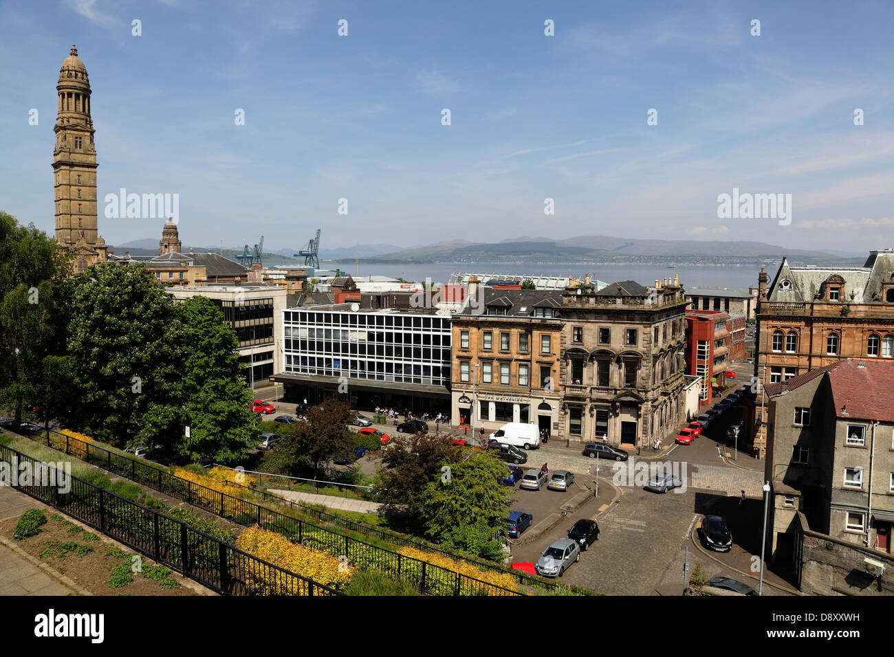 View West over Cathcart Street from Well Park in the town of Greenock in Scotland, UK Stock Photo