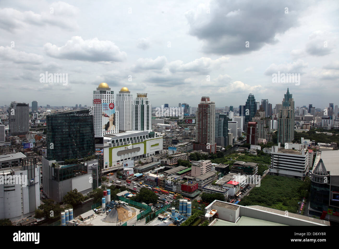 It's a photo of bangkok in Thailand view from the sky or through a ...