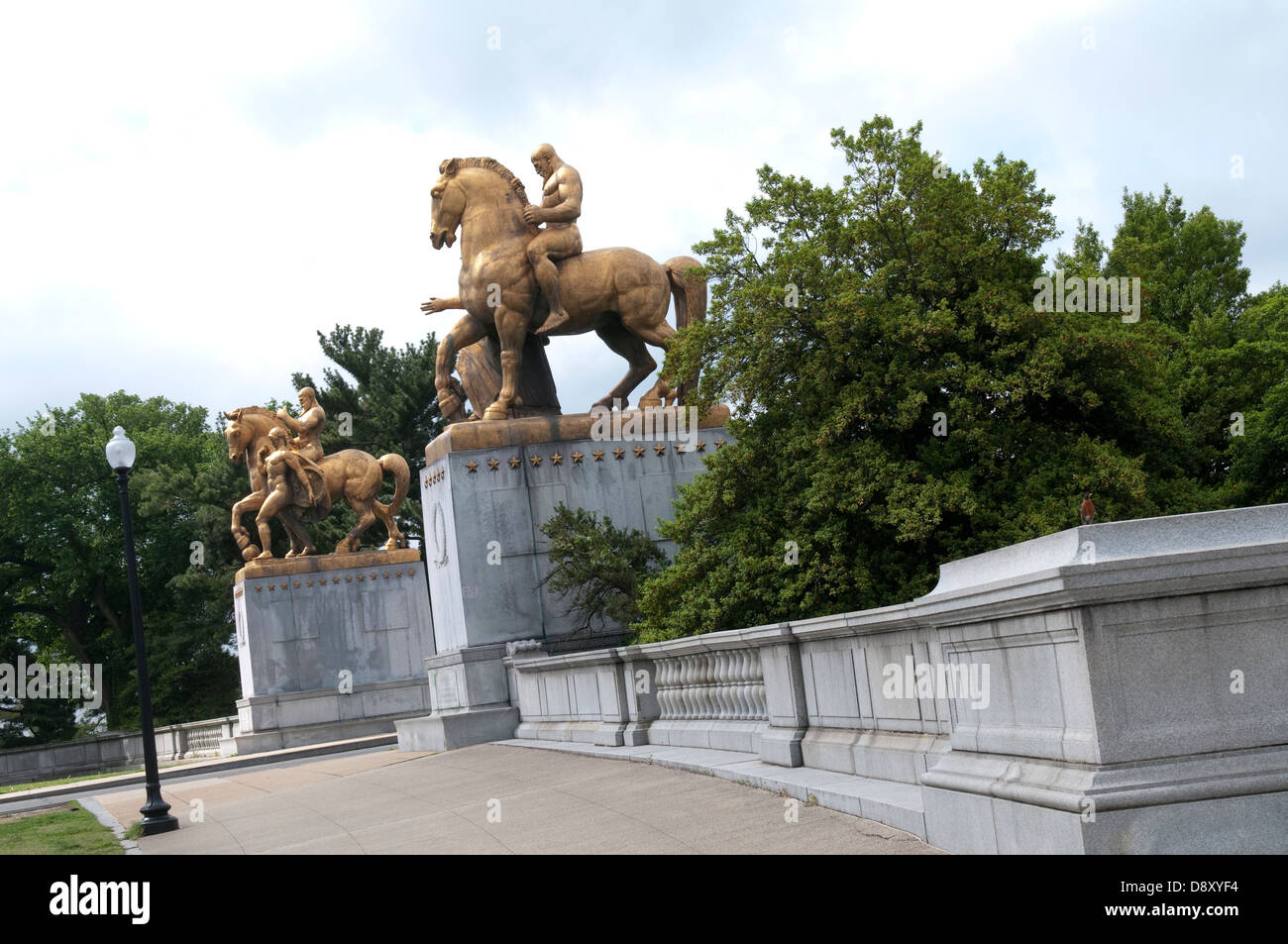 Sculptures on the Arlington Memorial Bridge in Washington DC, USA Stock Photo