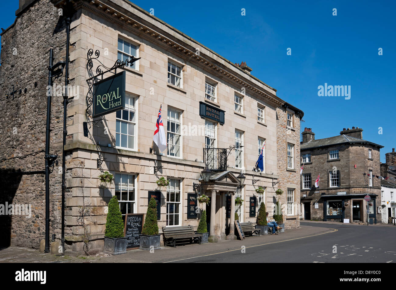 The Royal Hotel Georgian town house hotel Market Place Kirkby Lonsdale Cumbria England UK United Kingdom GB Great Britain Stock Photo