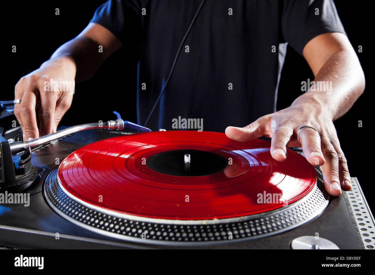 Dj playing disco electro music in a concert Stock Photo