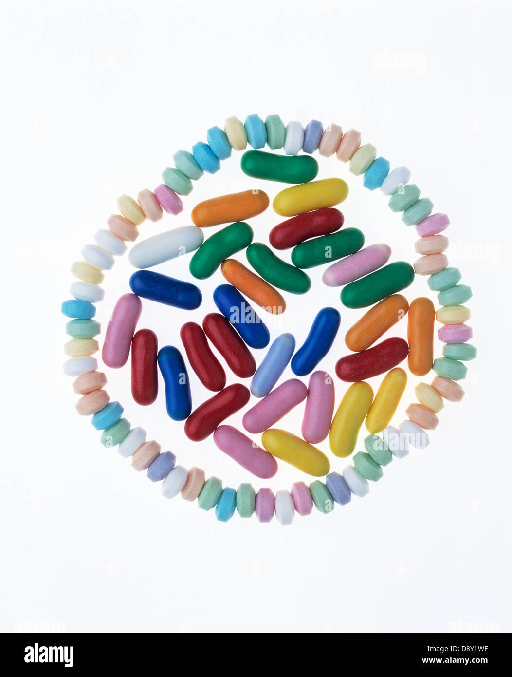 Candies in a pattern. Stock Photo