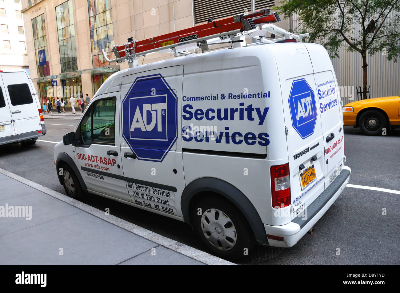 ADT Security Services van in New York City, USA Stock Photo