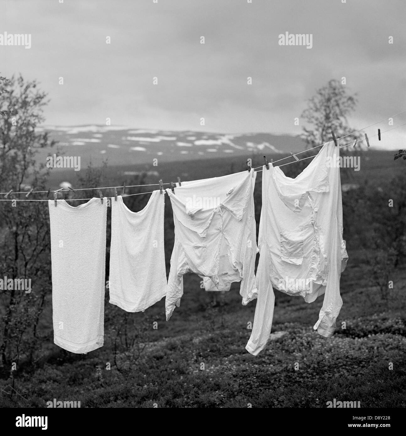 Clothes on a clothesline Stock Photo Alamy